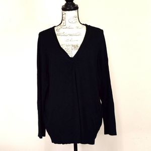 Lane Bryant Sweater Top Womens Plus Size 22/24 Black Long Sleeve V-Neck